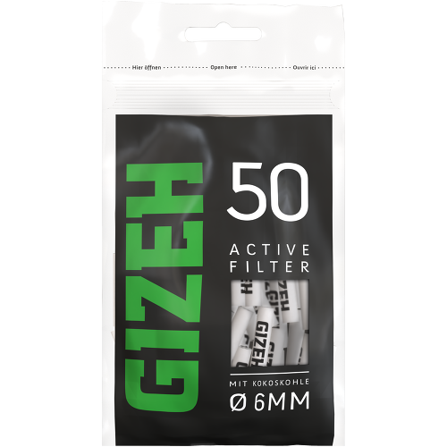 Gizeh Black Active Filter 6mm – 10 x 50 (500 filters)