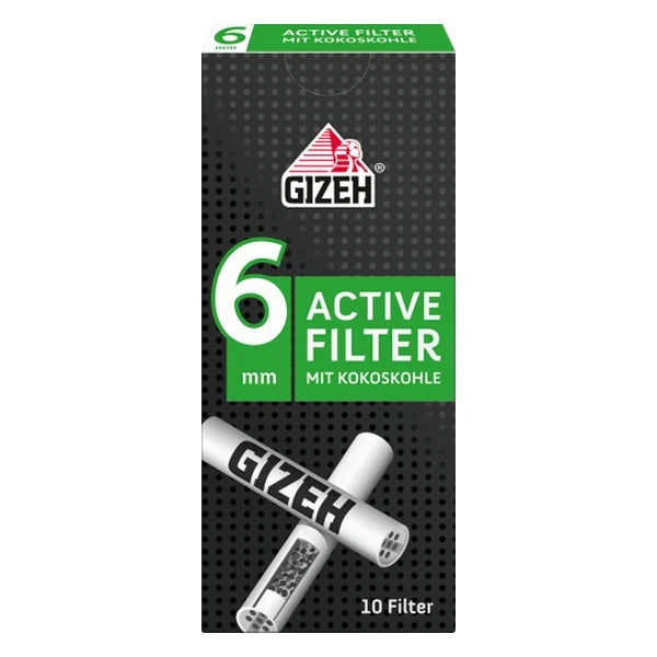 Gizeh Black Active Filter 6mm 10 Pack with Coconut Carbon