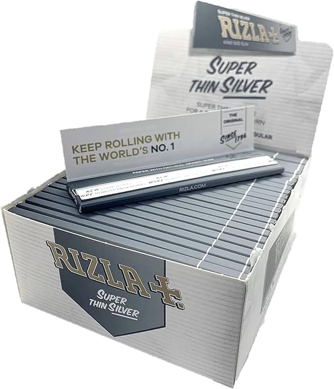 Rizla Silver King Size Slim Papers (Box of 50 Booklets) - Ultra Thin Papers