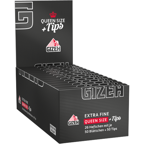 Gizeh Black Queen Size Rolling Papers + Tips (26 Packs of 50) - Miakauf Top Price