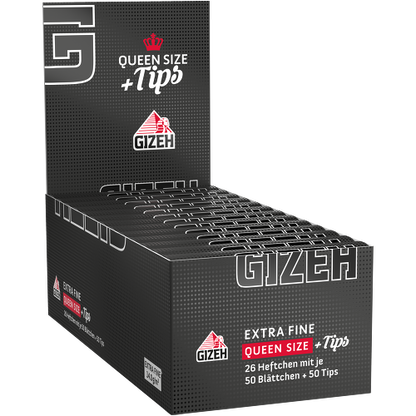 Gizeh Black Queen Size Rolling Papers + Tips (26 Packs of 50) - Miakauf Top Price