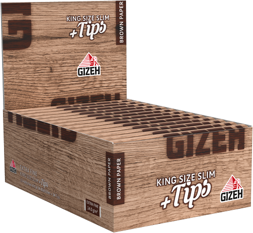 Gizeh Brown King Size Slim + Tips (26x34 Sheets) - Unbleached Rolling Papers + Filters for Germany