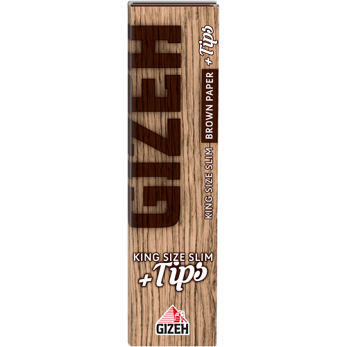 Gizeh Brown King Size Slim + Tips (26x34 Sheets) - Unbleached Rolling Papers + Filters for Germany