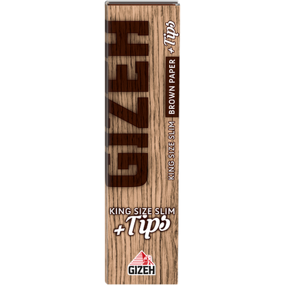 Gizeh Brown King Size Slim + Tips (26x34 Sheets) - Unbleached Rolling Papers + Filters for Germany
