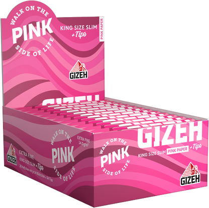 Gizeh Pink King Size Slim Papers + Tips - Box of 26 Cheap Online