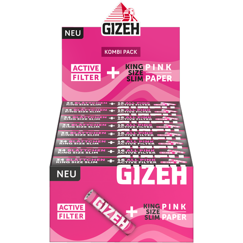 Gizeh Pink Kombi Pack King Size Slim 34 Papers 16 Active Filter 16er Box