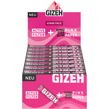 Gizeh Pink Kombi Pack King Size Slim 34 Papers 16 Active Filter 16er Box
