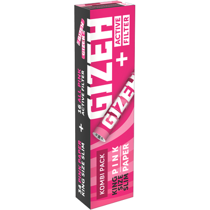 Gizeh Pink Combi Pack – King Size Slim 34 Papers + 16 Active Filters (Box of 16)
