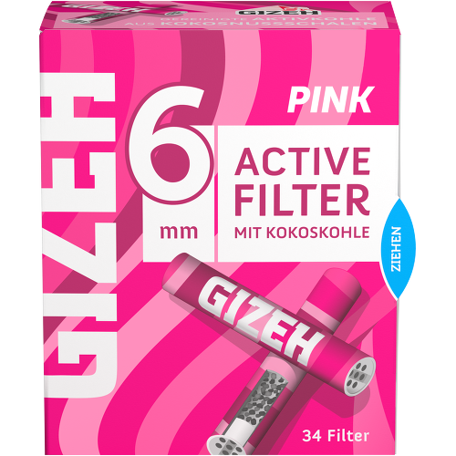 Gizeh Pink Activ Filter 6mm – 10 x 34 (340 filters)