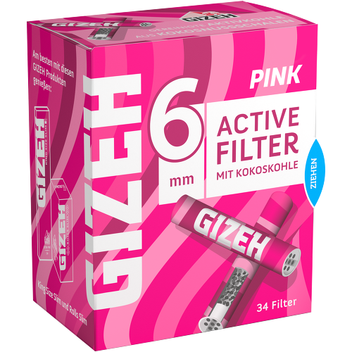 Gizeh Pink Activ Filter 6mm – 10 x 34 (340 filters)