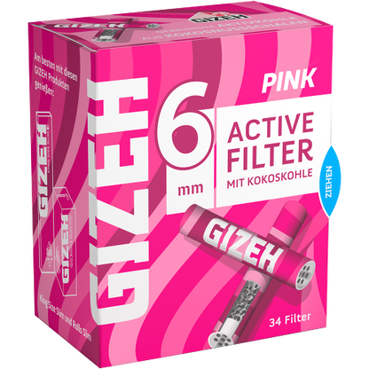 Gizeh Pink Activ Filter 6mm – 10 x 34 (340 filters)