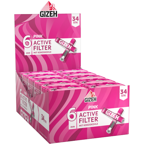 Gizeh Pink Activ Filter 6mm – 10 x 34 (340 filters)