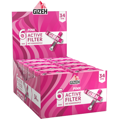 Gizeh Pink Activ Filter 6mm – 10 x 34 (340 filters)
