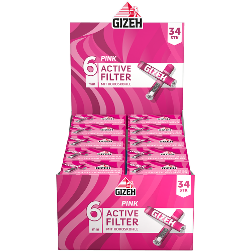 Gizeh Pink Activ Filter 6mm – 10 x 34 (340 filters)