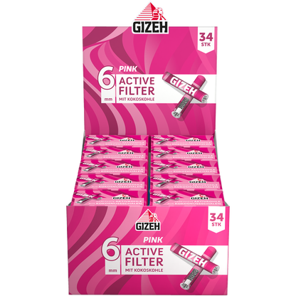 Gizeh Pink Activ Filter 6mm – 10 x 34 (340 filters)