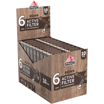Gizeh Brown Aktivkohlefilter 6mm – 200 Stück – 20 × 10er Box – Filter mit Kokoskohle