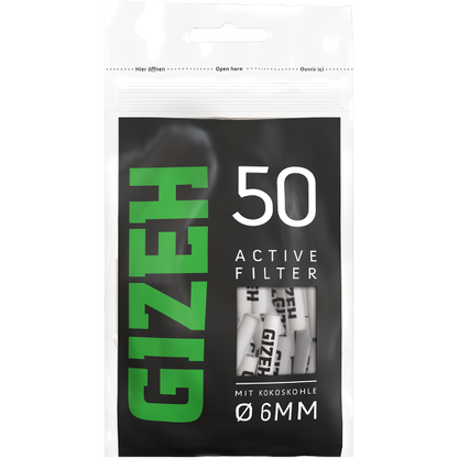 Gizeh Black Active Filter 6mm – 10 x 50 (500 filters)