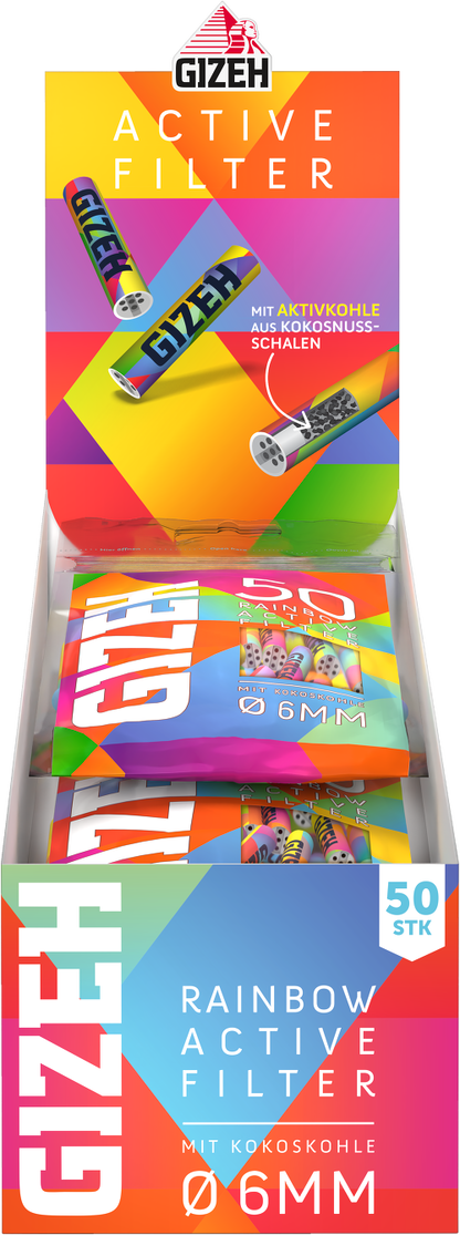Gizeh Rainbow Active Filter 6mm – 10 bags of 50 – Affordable
