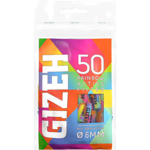 Gizeh Rainbow Active Filter 6mm – 10 bags of 50 – Affordable