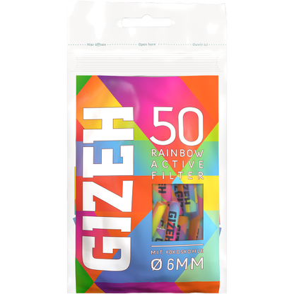 Gizeh Rainbow Active Filter 6mm – 10 bags of 50 – Affordable