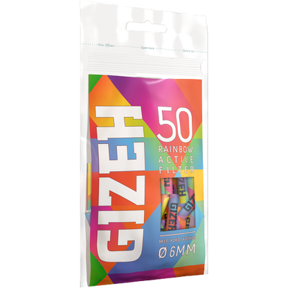 Gizeh Rainbow Active Filter 6mm – 10 bags of 50 – Affordable