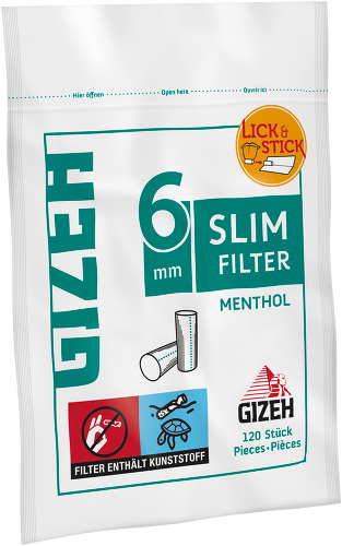 Gizeh Menthol Slim Filters 6mm – 10x 120 pieces – Affordable