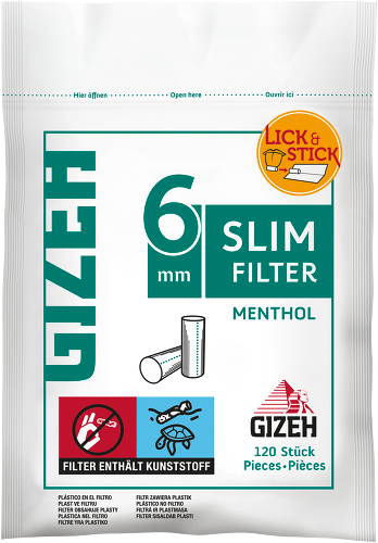 Gizeh Menthol Slim Filters 6mm – 10x 120 pieces – Affordable