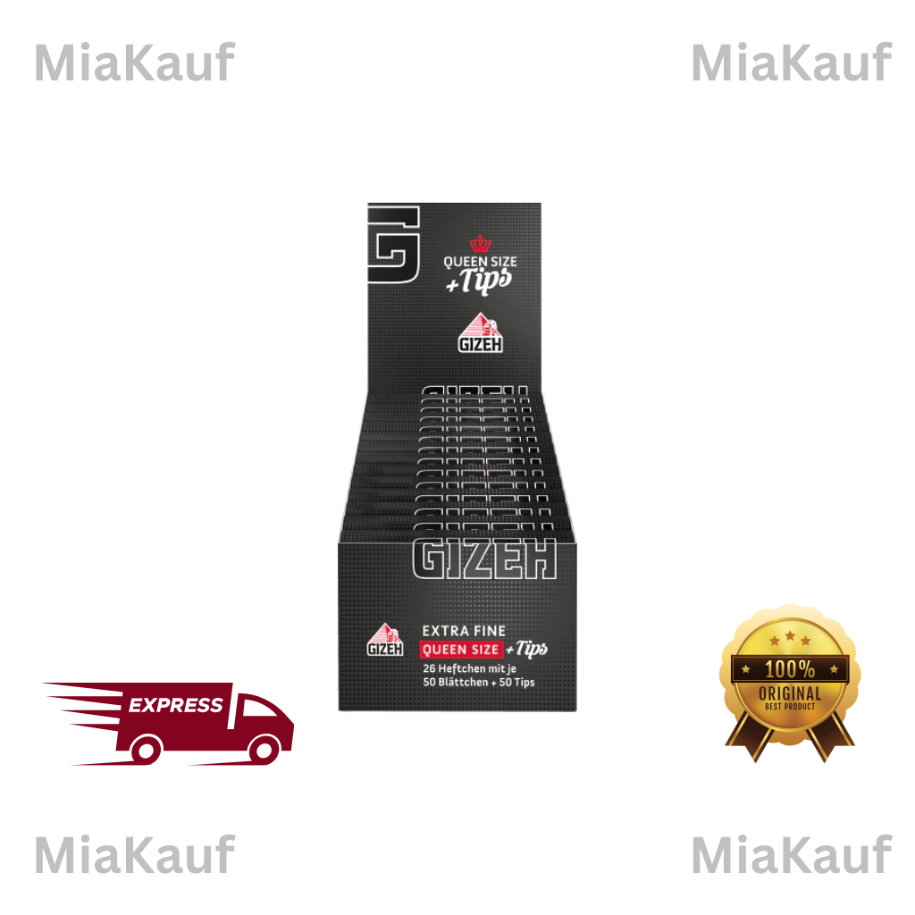 Gizeh Schwarz Queen Size + Tips 26 Box günstig online kaufen.
