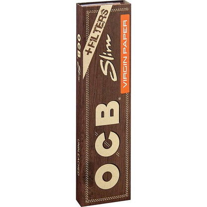 OCB Unbleached Slim Virgin Papers + Tips – 32 Booklets, 32 Sheets, Buy Cheap