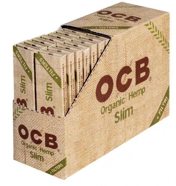 Box mit 32 Heften OCB Organic Hemp Slim King Size Blättchen + Tips aus Bio-Hanf
